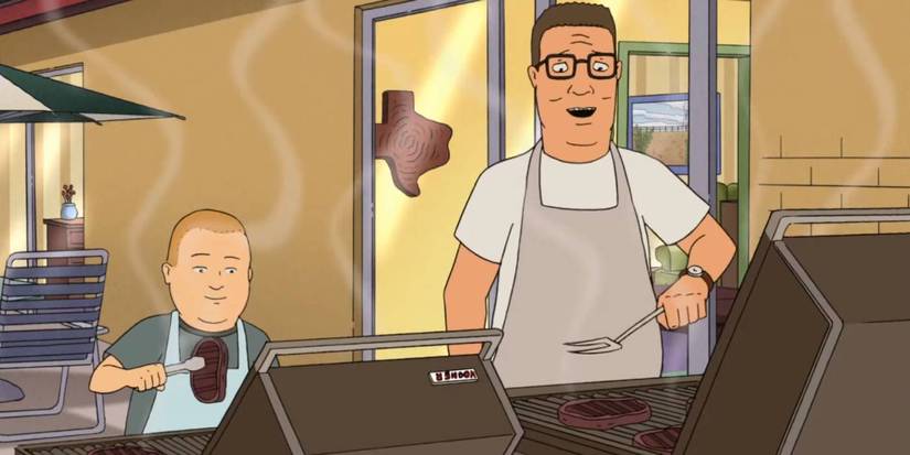 Hank and Bobby grilling in King of the Hill