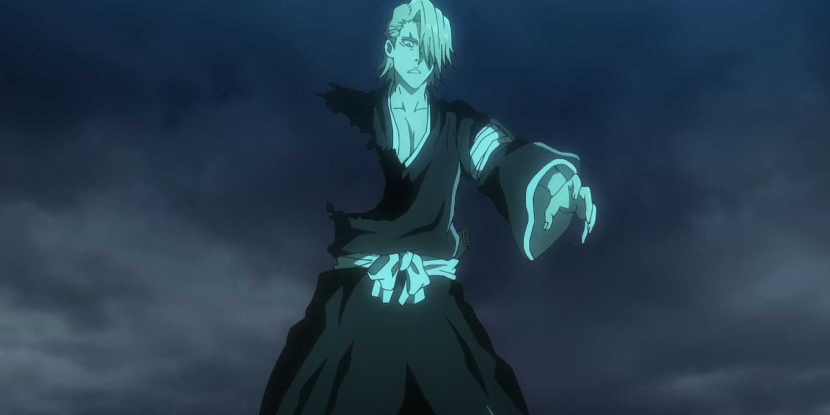 Part of Izuru's body is destroyed by Bazz-B's attack in Bleach: The Thousand-Year Blood War.