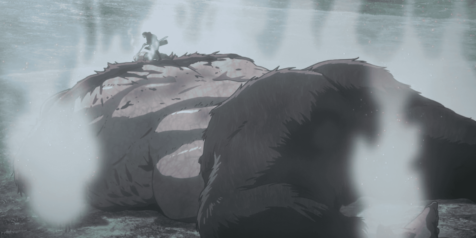 Levi Defeat Beast Titan Levi Standing on top of the Beast