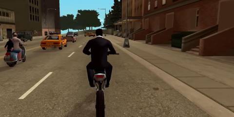 GTA: Liberty City Stories' character riding a bike
