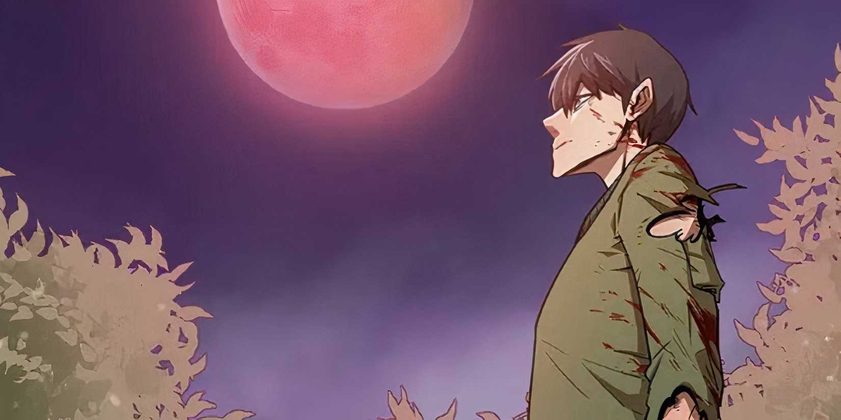 Main character from I Get Stronger The More I Eat looking ath the sky