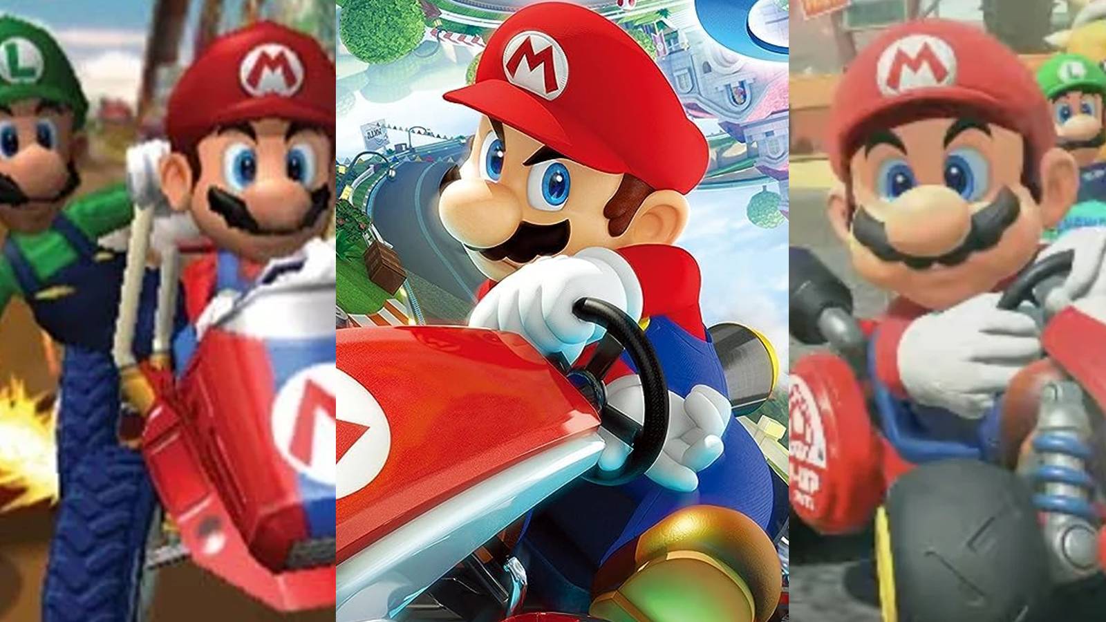 Mario and Luigi in Double Dash; Mario in Mario Kart 8; Mario in Mario Kart 9