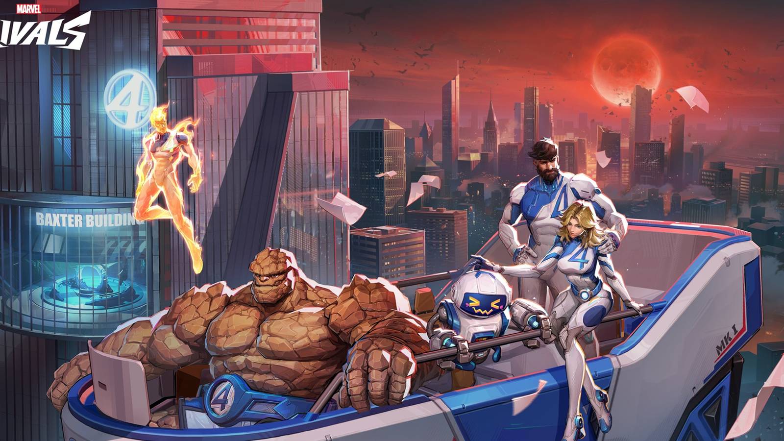 Human Torch, The Thing, Invisible Woman, and Mister Fantastic of the Fantastic Four