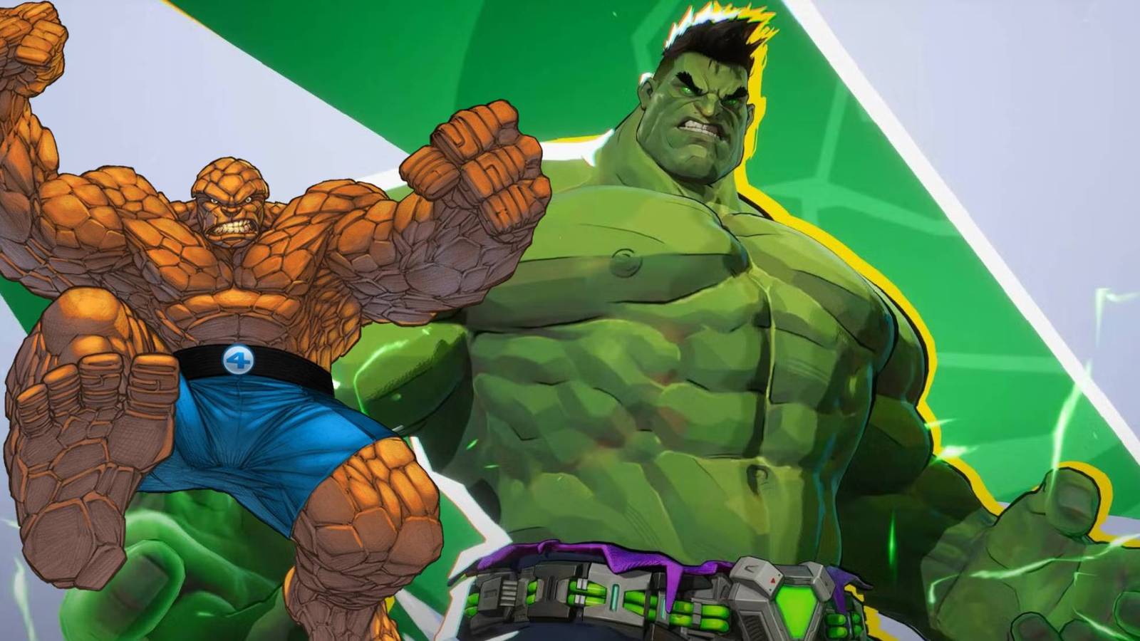 The Hulk from Marvel Rivals with The Thing from Fantastic Four