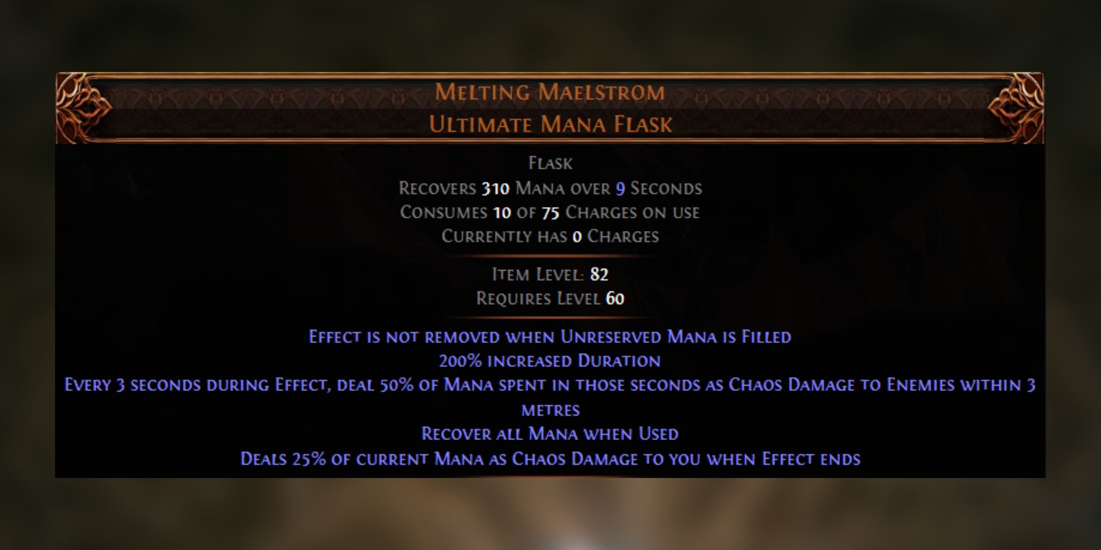 Melting Maelstrom Mana Flask in path of exile 2