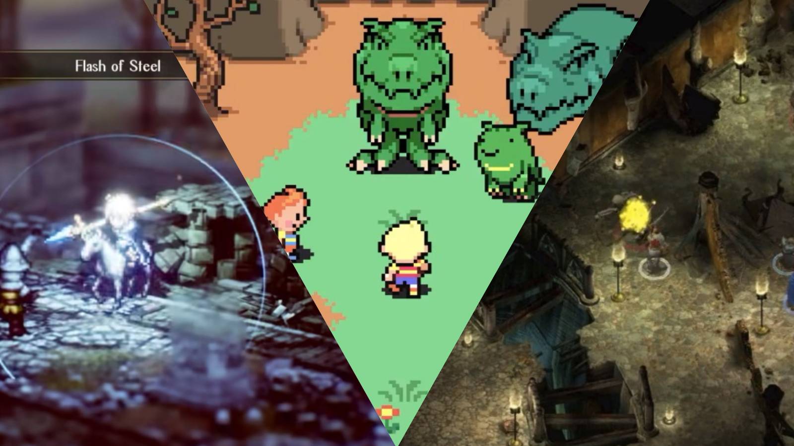 a collage of 3 2d rpgs