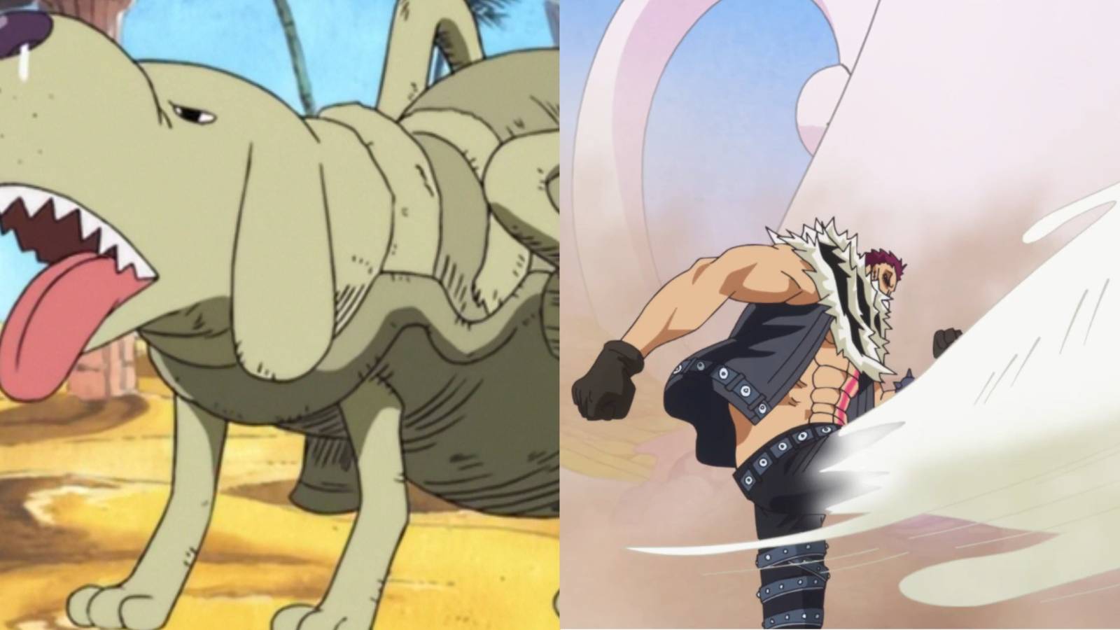 Lassoo, a sentient dog gun and Katakuri a mochi human