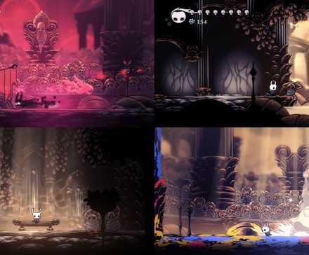 Hollow Knight mixed Godhome gameplay collage