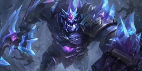Splash art of League of Legends' Blackfrost Sion skin.