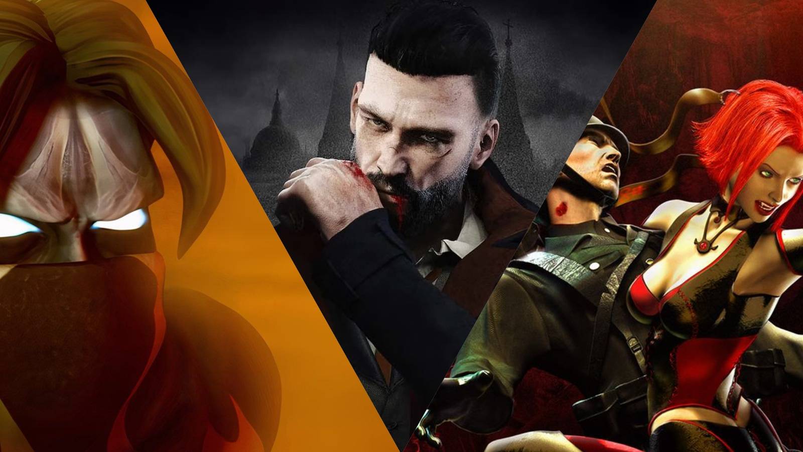 3 Way Split Image Of Legacy Of Kain Soul Reaver, Vampyr, Bloodrayne