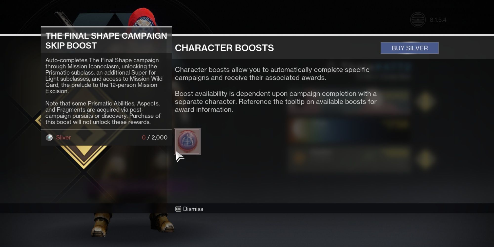 Character Boost on Character Select Screen