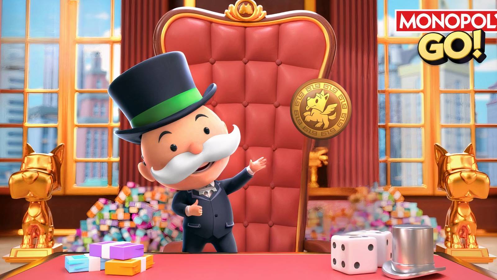 Monopoly GO Exclusive Exalted Scottie Token & Greek Guard Shield