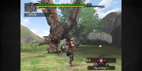 Monster Hunter running from a monster