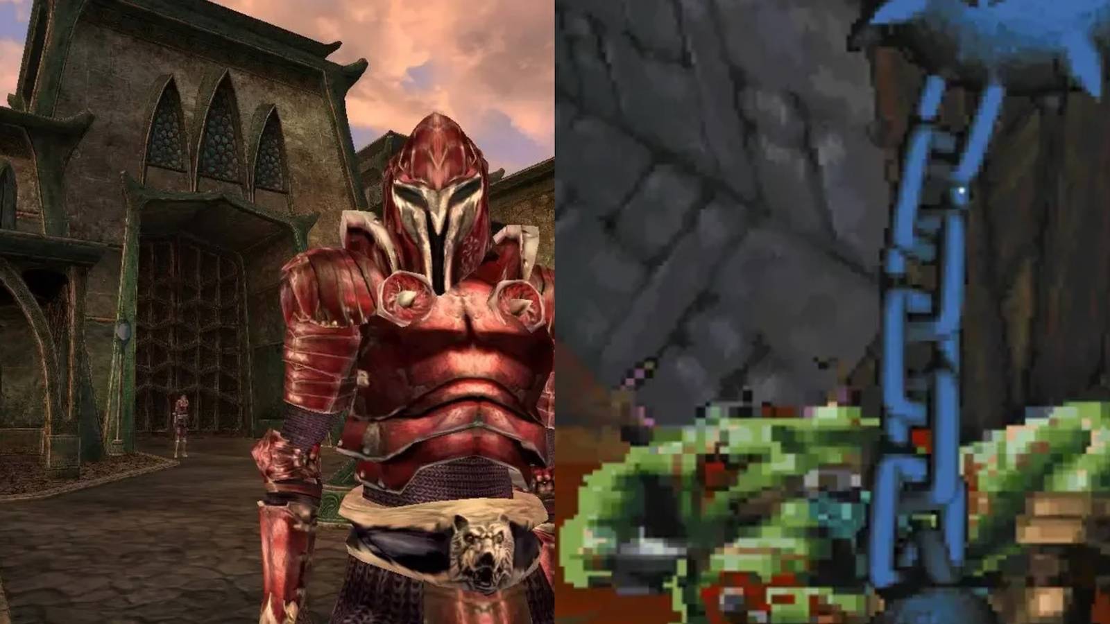 Morrowind on the left and Daggerfall on the right
