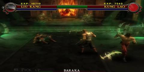 Mortal Kombat Shaolin Monks fighting Baraka