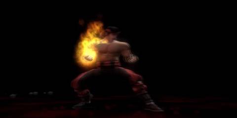 Mortal Kombat Shaolin Monks Liu Kang performing a fatality