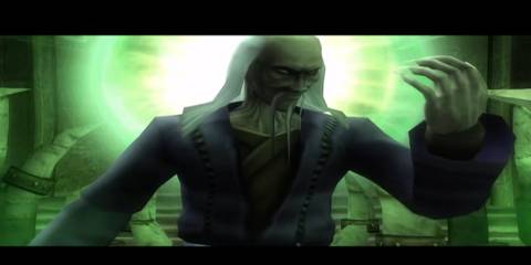 Mortal Kombat Shaolin Monks Shang Tsung in a cutscene