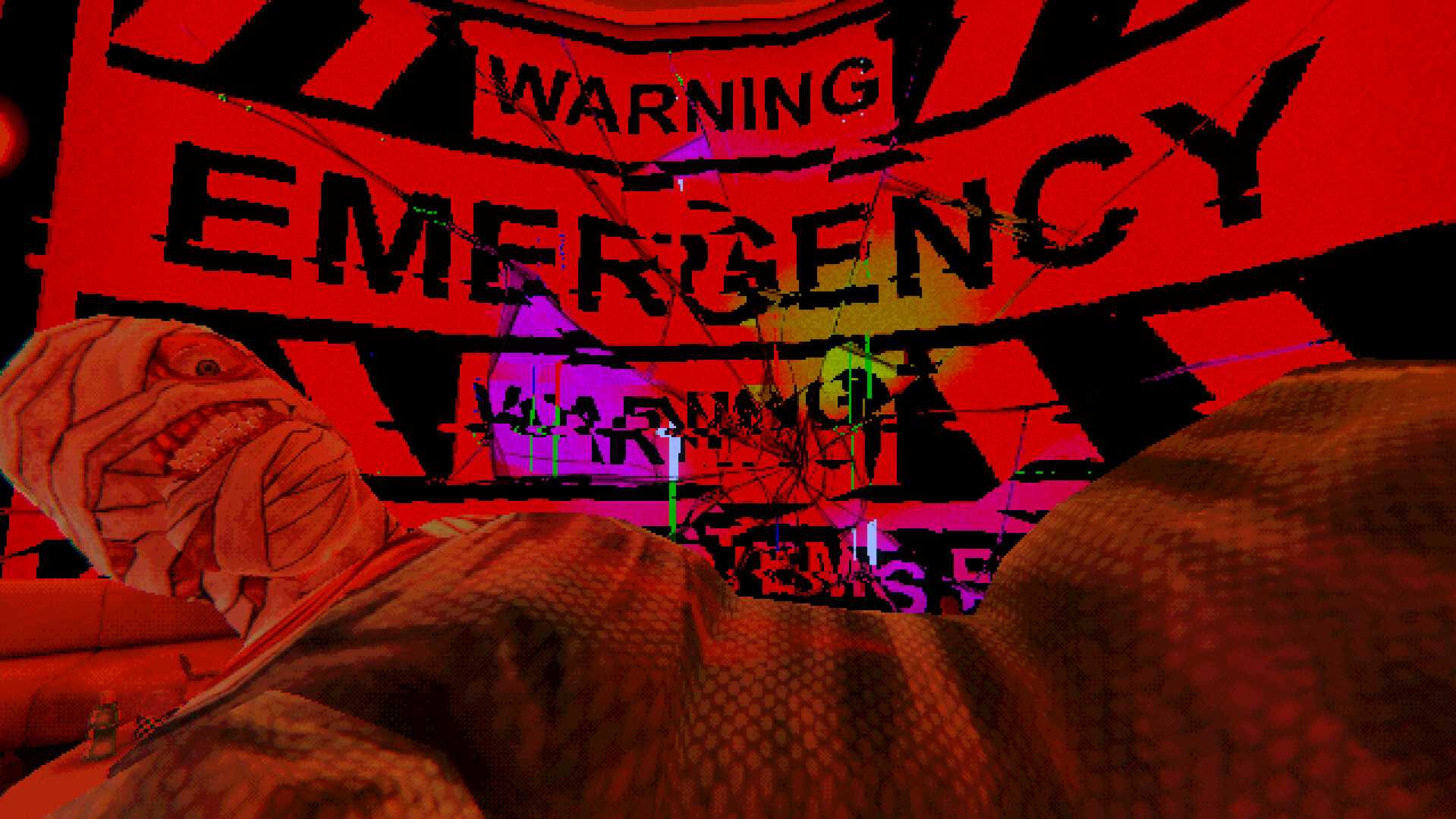 Captain Curly lies on the table while warning signs erupt