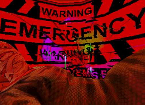 Captain Curly lies on the table while warning signs erupt