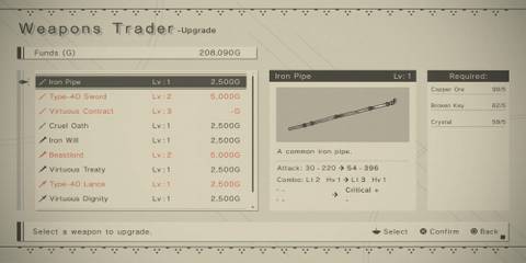 The Iron Pipe In The Upgrade Menu 