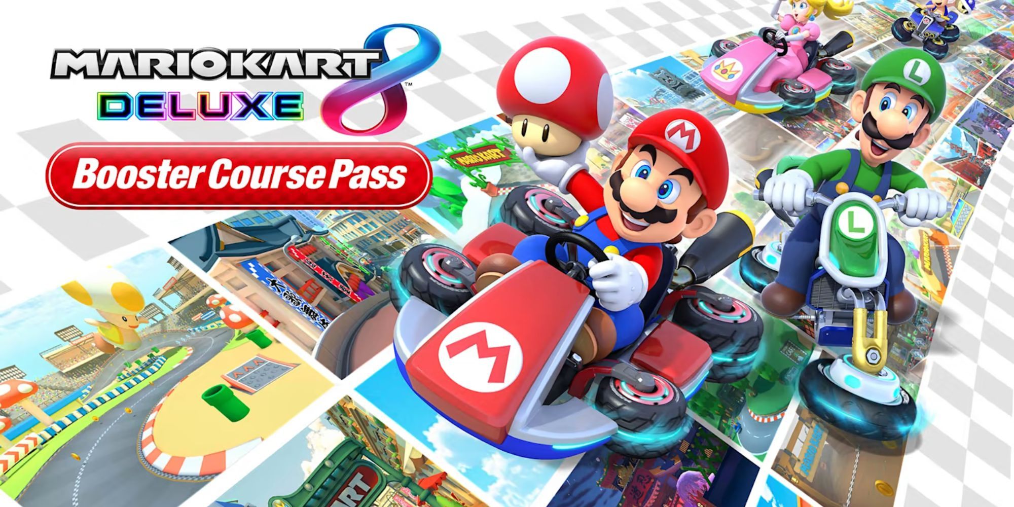 Official promotional artwork of Mario Kart 8 Deluxe's Booster Course Pass.