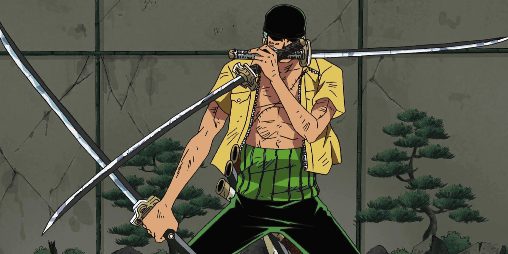 Roronoa Zoro in his iconic three-sword style