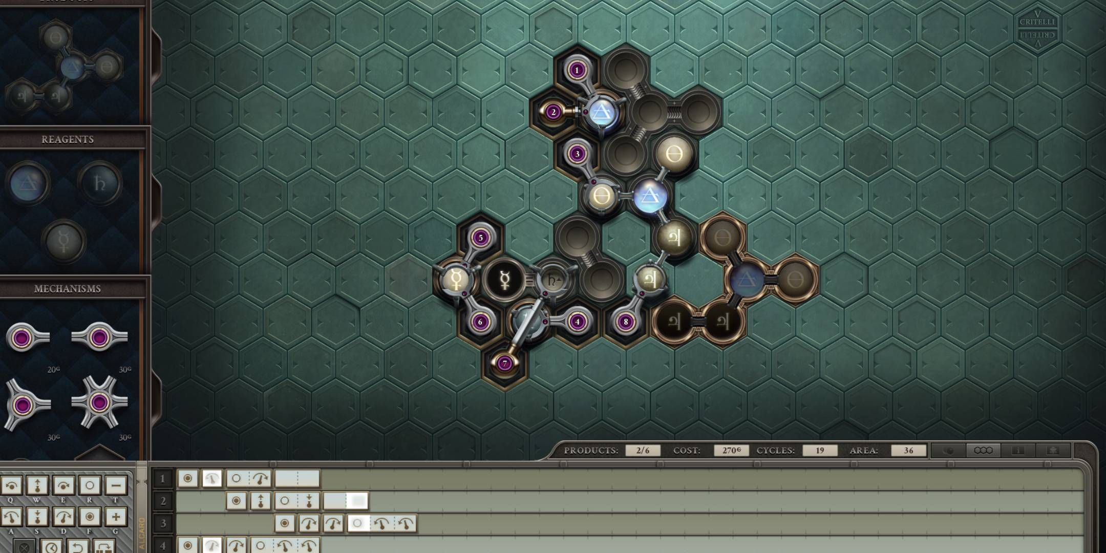 Opus Magnum alchemy puzzle game factory simulation Zachtronics