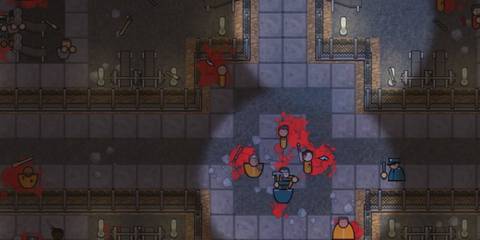a bloody scene from prison architect