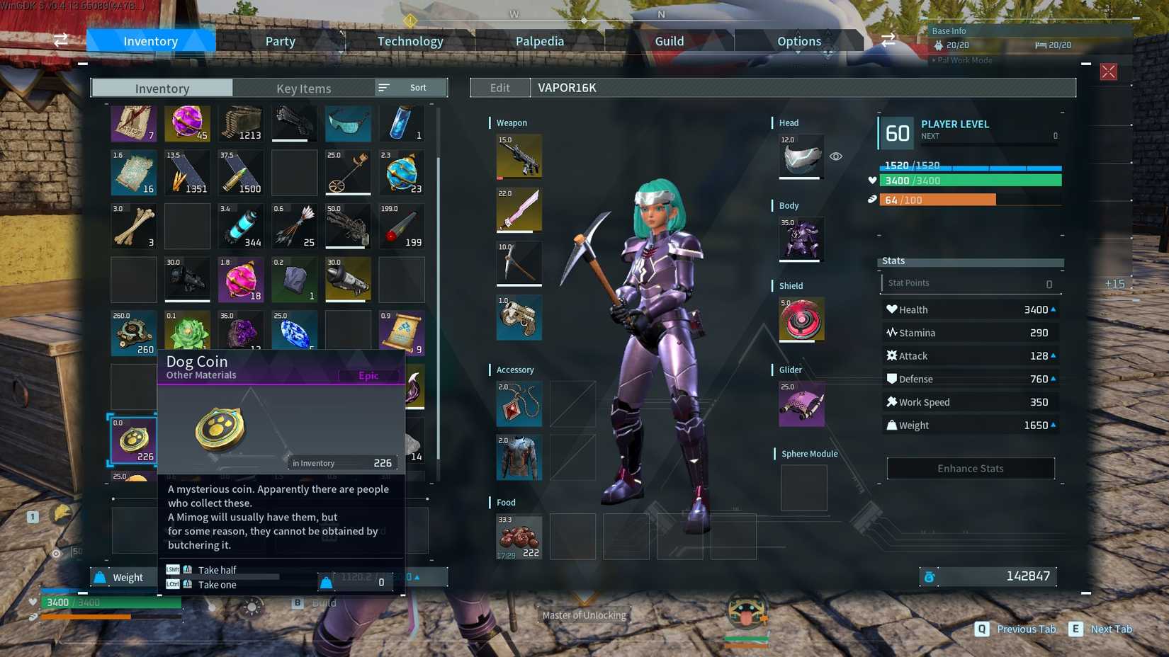 Palworld - Dog Coin inventory