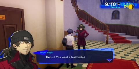 The Player Asking Shinjiro For A Fruit Knife
