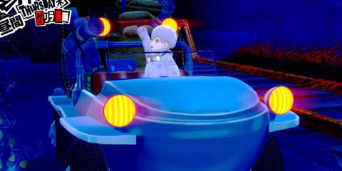 persona 5 royal jose riding a car smiling