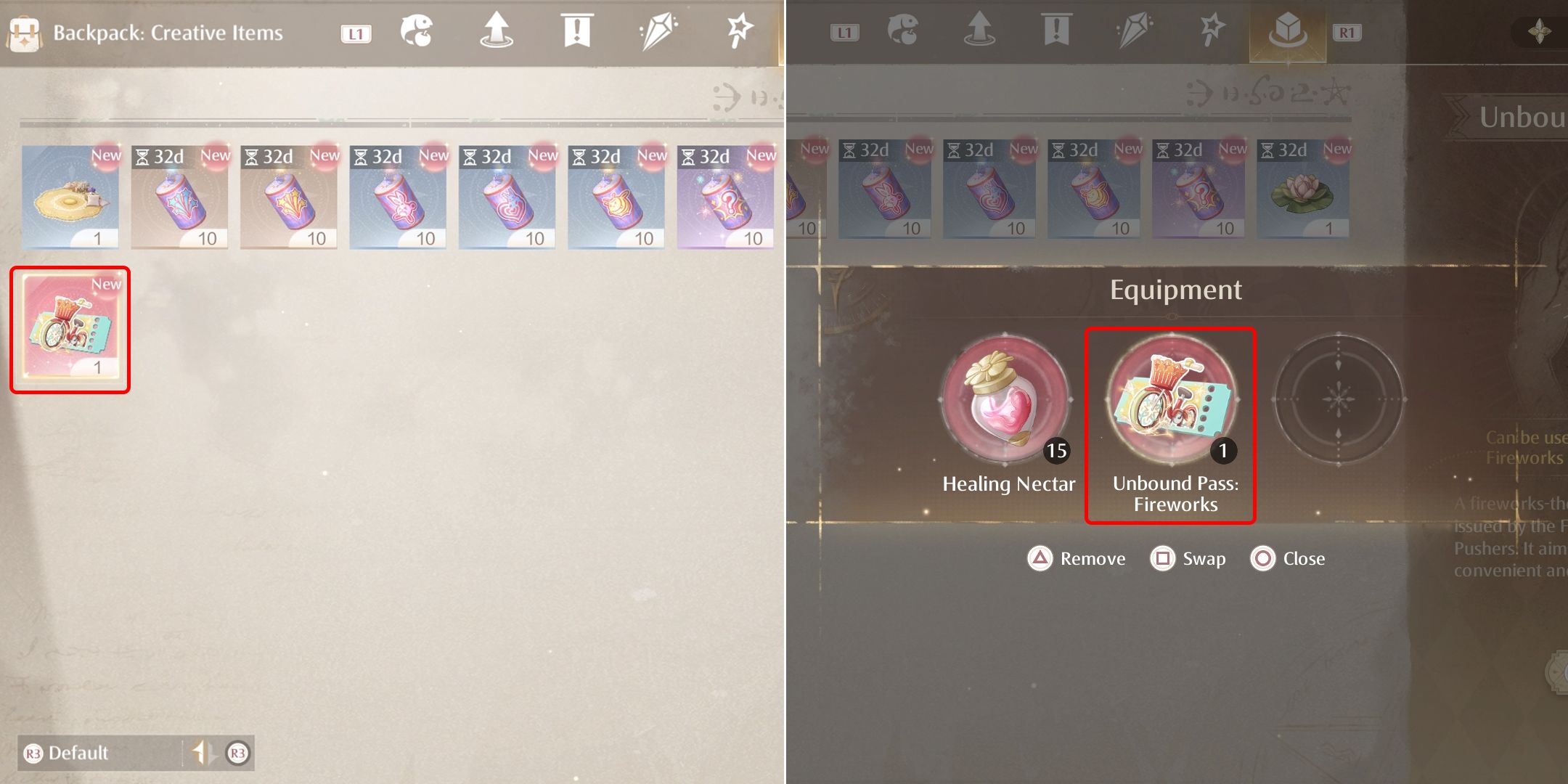 place unbound pass in equipment menu in infinity nikki