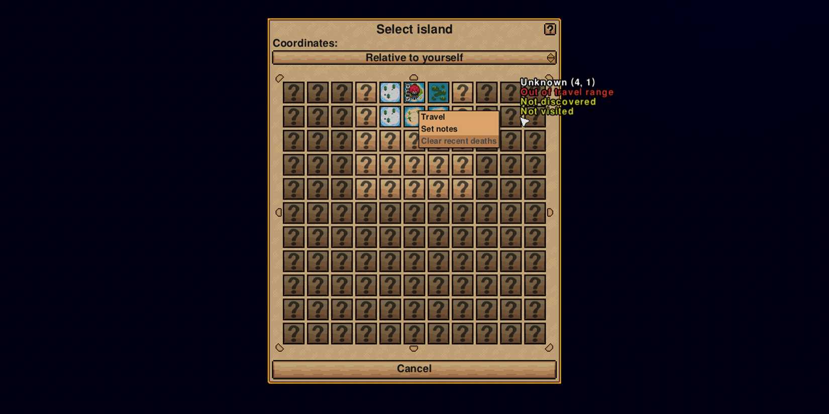 Player Choosing an Island to explore in Necesse