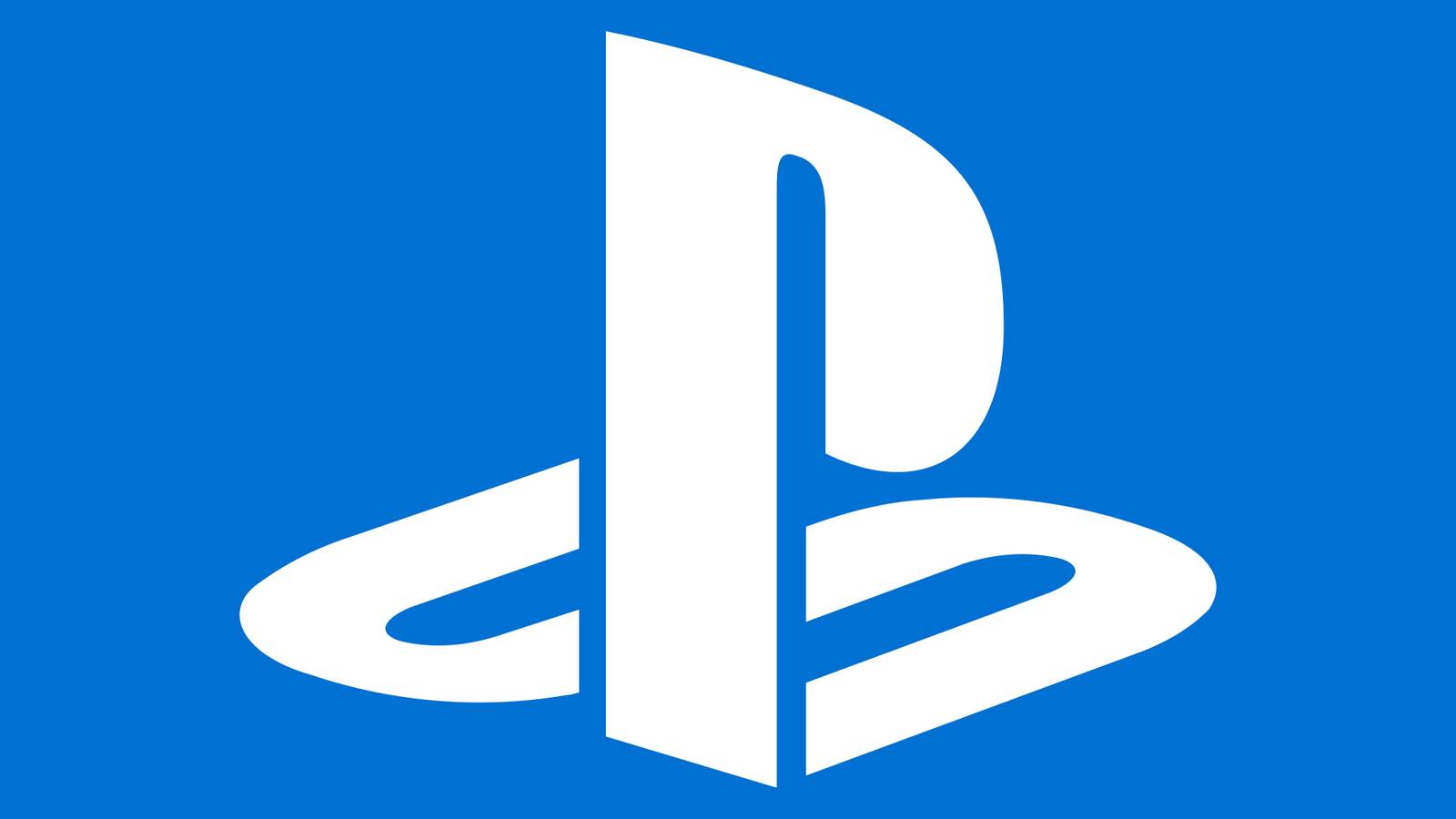PlayStation logo emblem submark on light blue background 2x1 composite