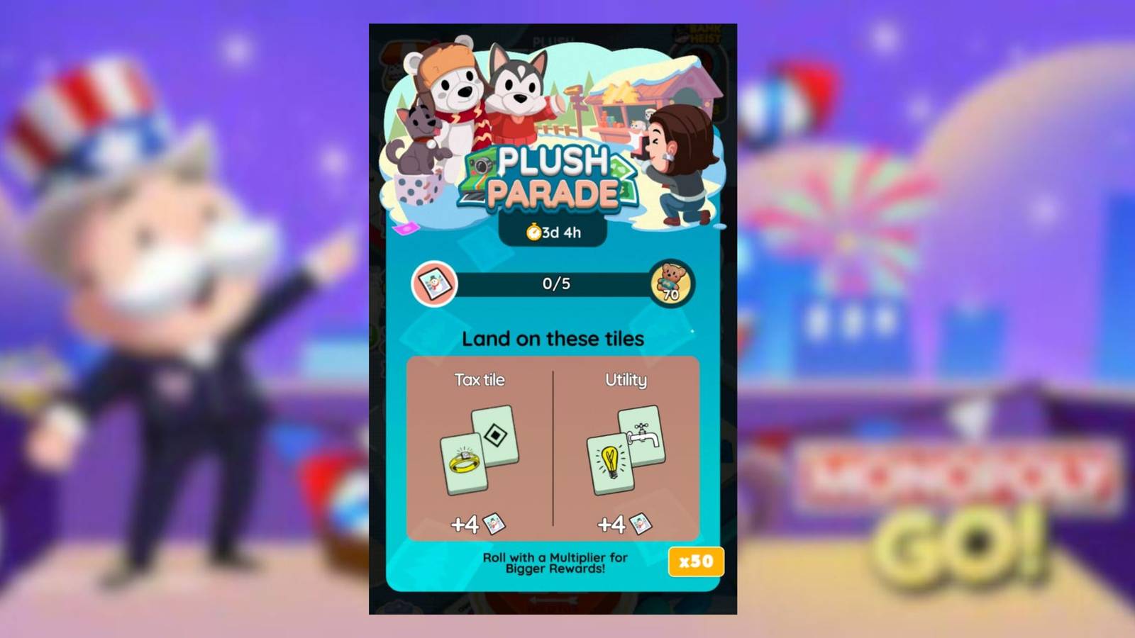 plush parade monopoly go