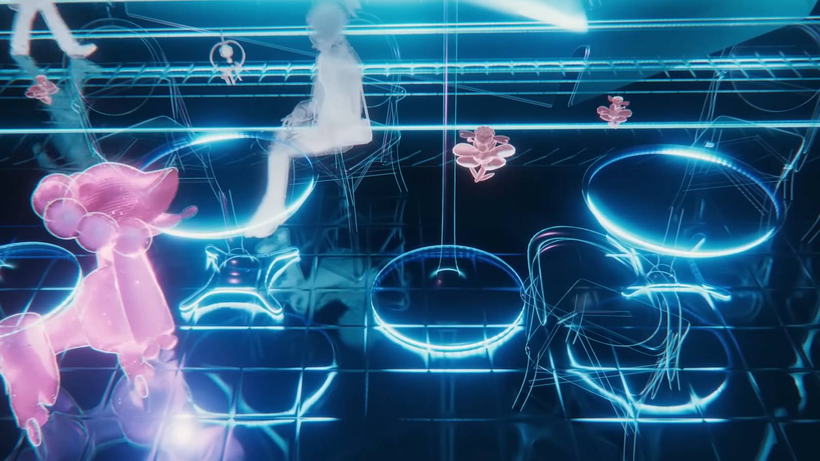 A screenshot from the trailer for Pokemon Legends: Z-A showing Furfrou and Floette.