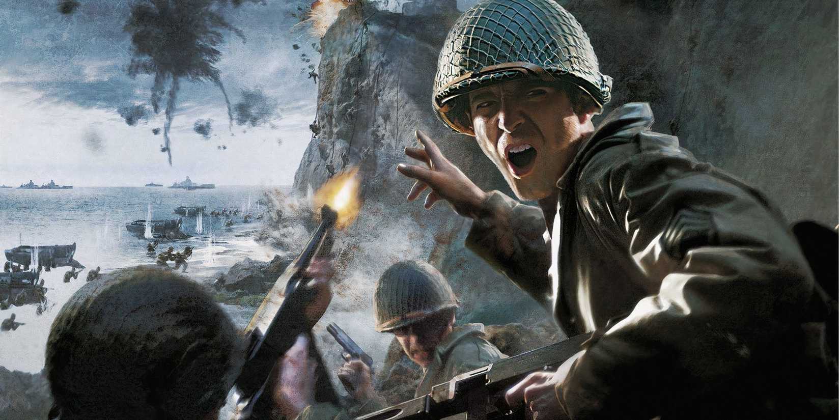 Promo art featuring a warzone in Call of Duty 2