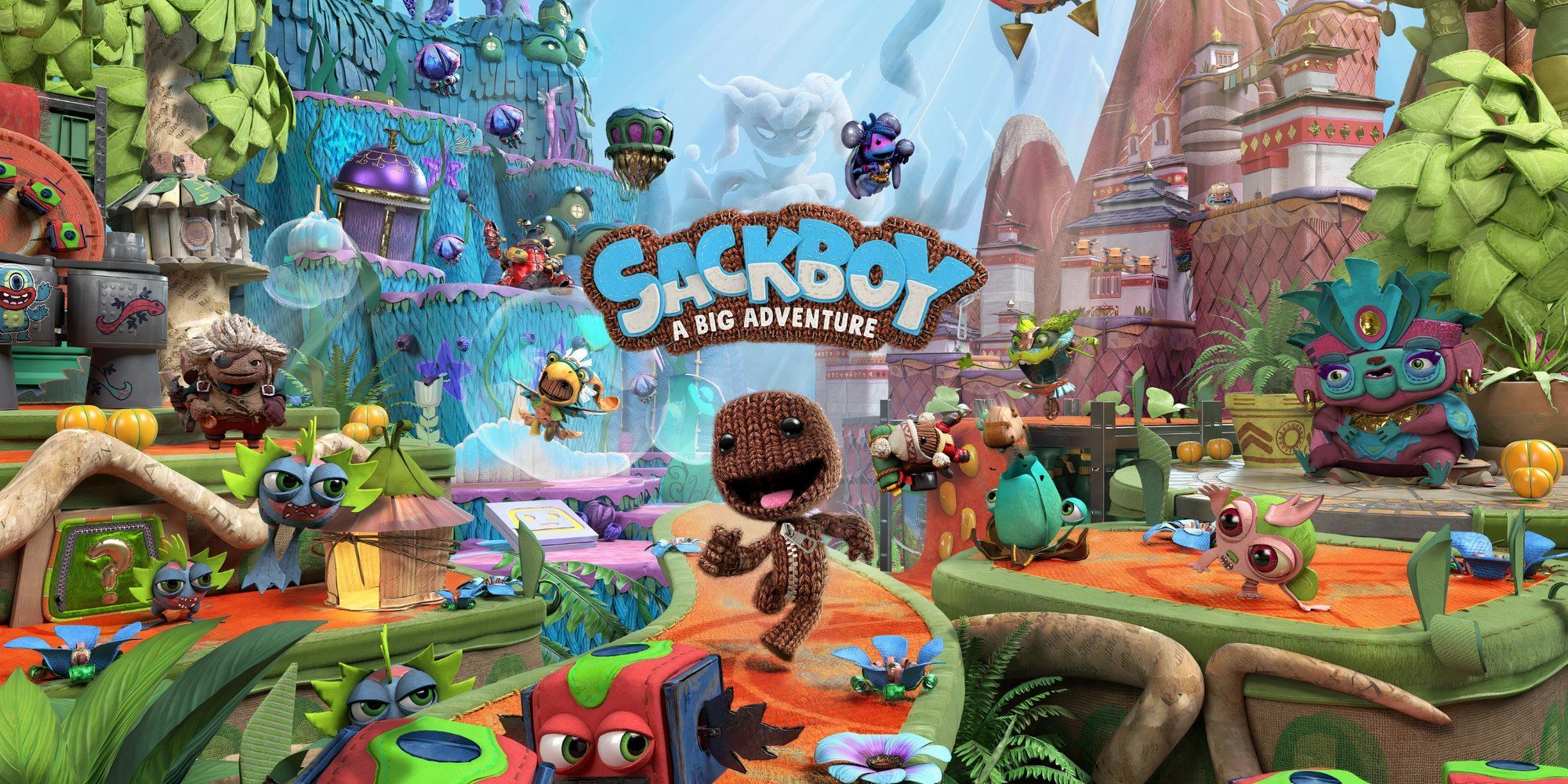 Promo art featuring characters in Sackboy A Big Adventure