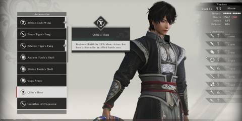 Qilin’s Horn accessory in Dynasty Warriors Origins