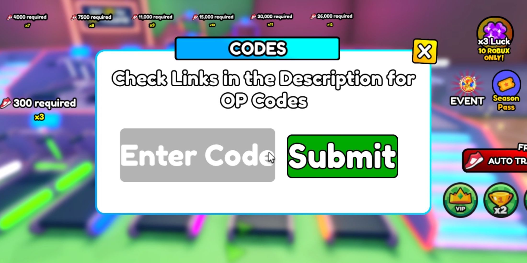 Racing Simulator Codes Tab