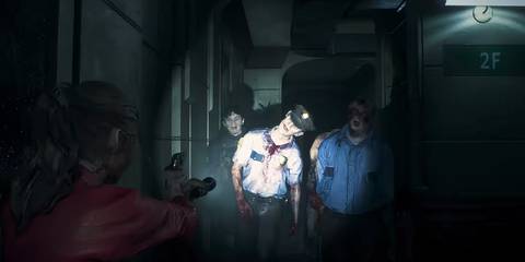 claire shooting at zombies