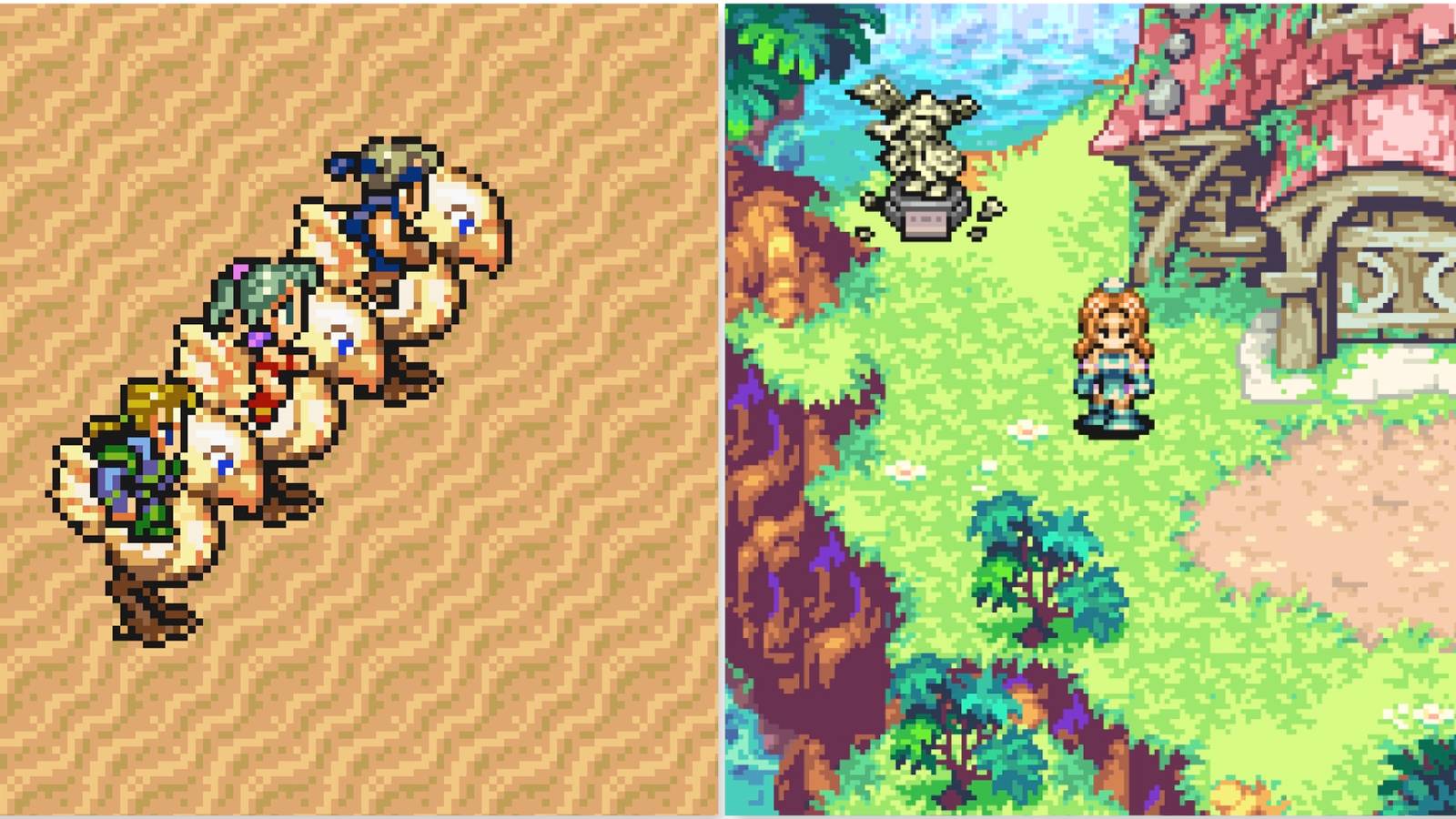 Riding chocobos in Final Fantasy 6 Advance and Exploring the world in Sword Of Mana