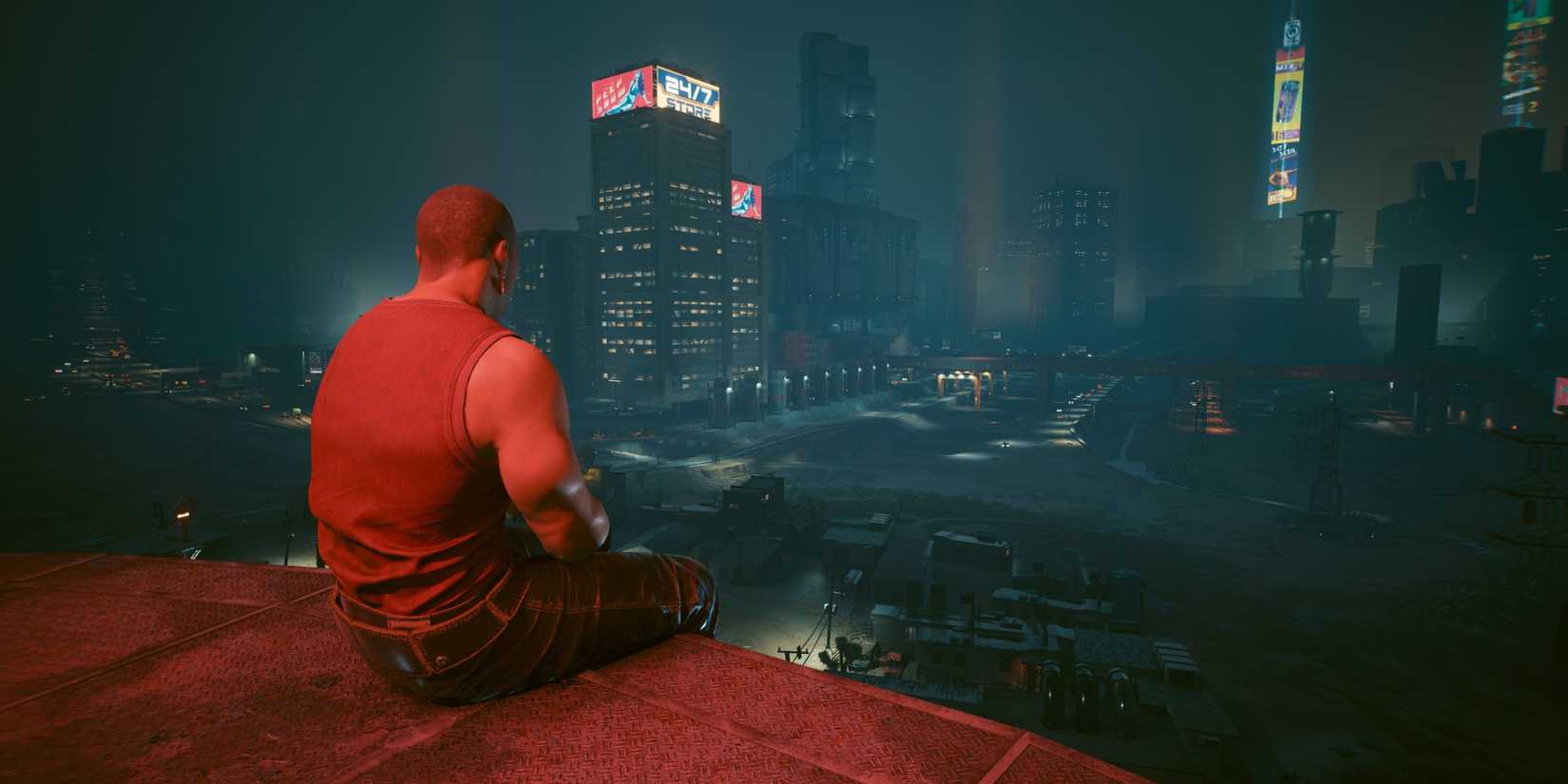 river ward looks out to night city