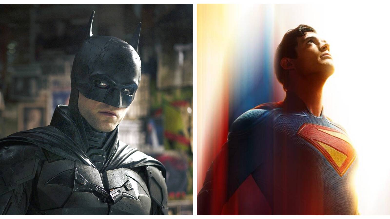 robert pattinson batman and david corenswet superman