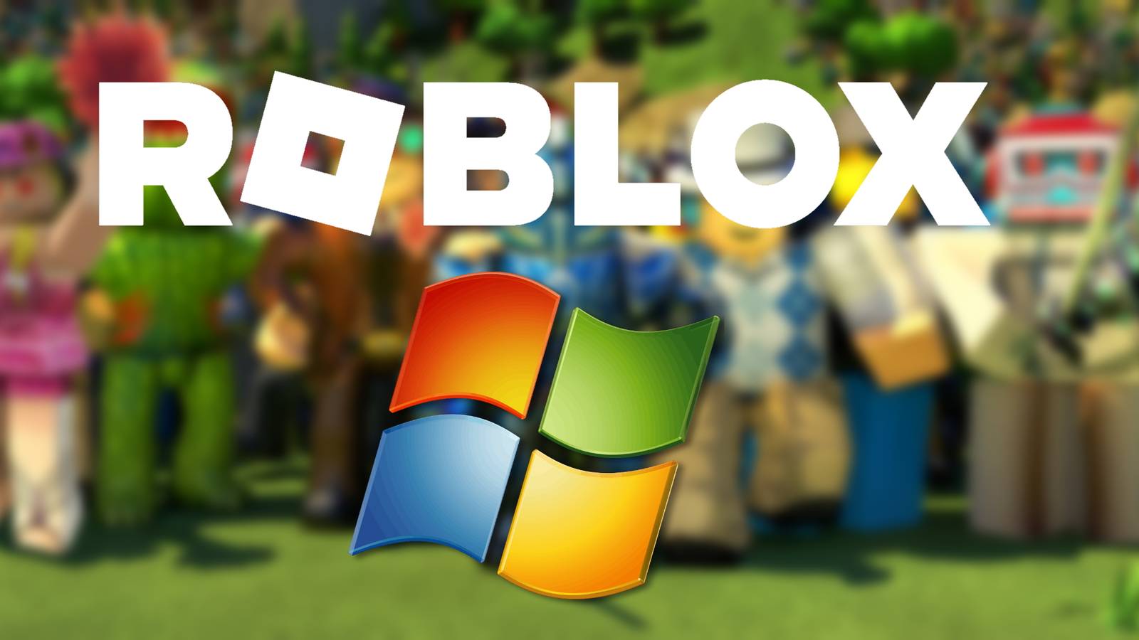 A blurrred background from Roblox with the Roblox and Windows 7 logos on top.