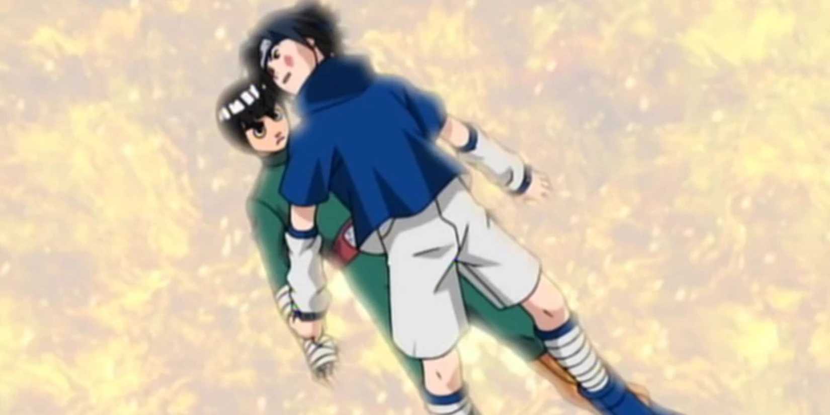Rock Lee attempts to use Front Lotus on Sasuke.