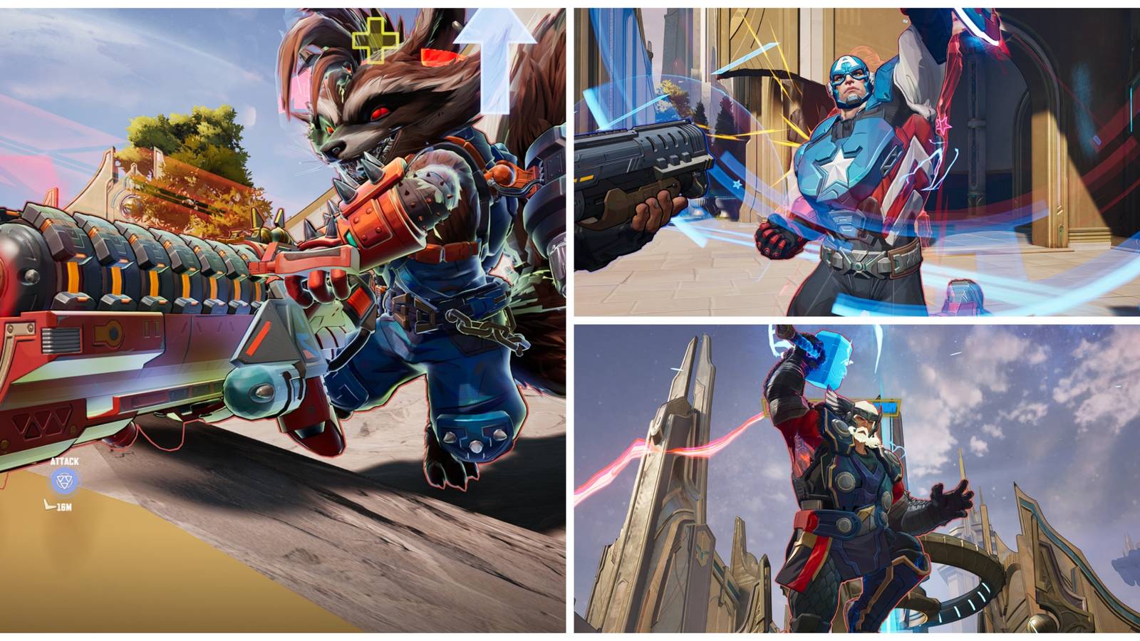 rocket raccoon, captain america, thor