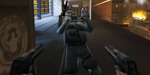 Rogue AgentAiming at someone using a human shield