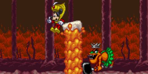 Running from lava in The Magical Quest Starring Mickey Mouse