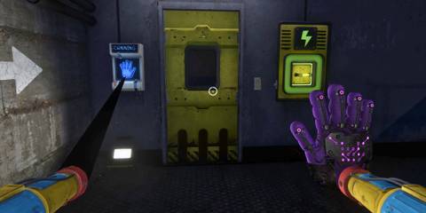 Scanning the Blue Hand on the Grab Pack to Open the Door in the Control Room Poppy Playtime Chapter 4